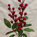 13.5" BERRY PICK W/ LEAVES RED