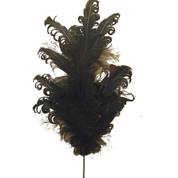 [BF322136A-BLK] 20" CURLY FEATHER SPRAY W/MICA  BLACK
