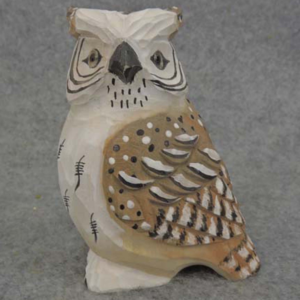 OWL WOOD 3.5x2.25&quot; BROWN/WHITE