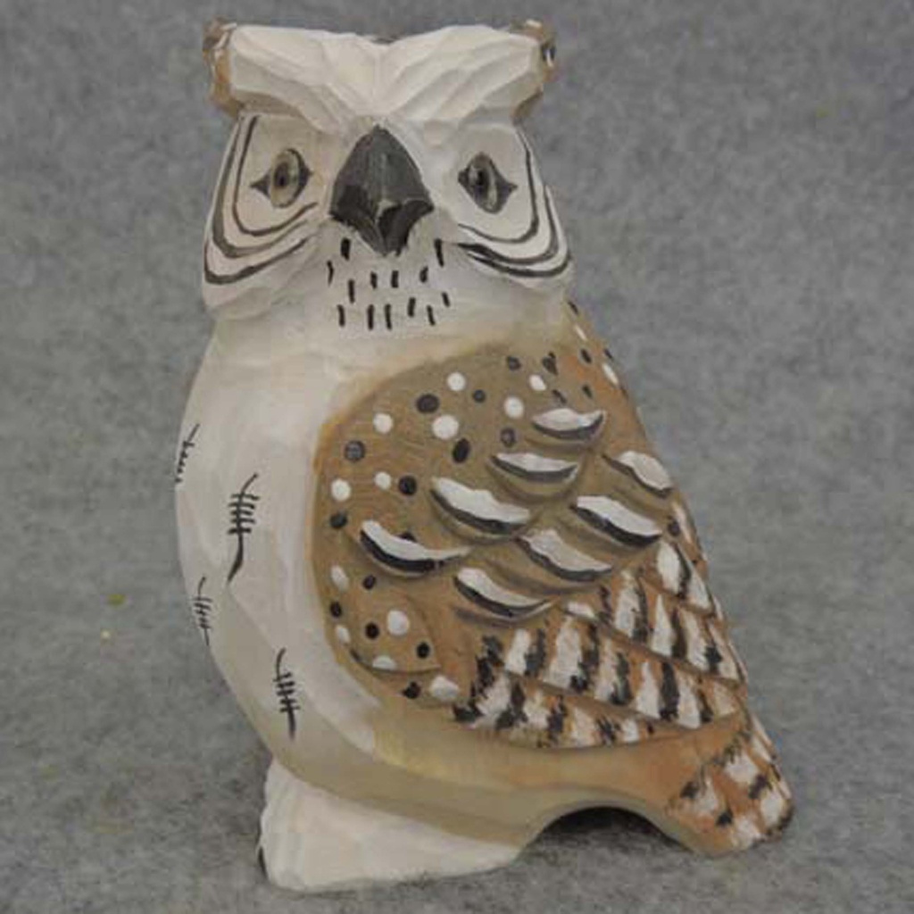 OWL WOOD 3.5x2.25" BROWN/WHITE