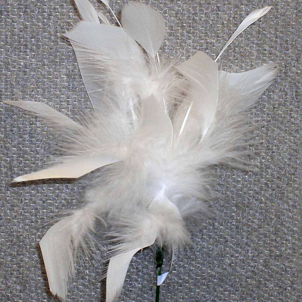 9&quot; FUZZY FEATHER W/TIP PICK 14&quot; TOTAL  WHITE