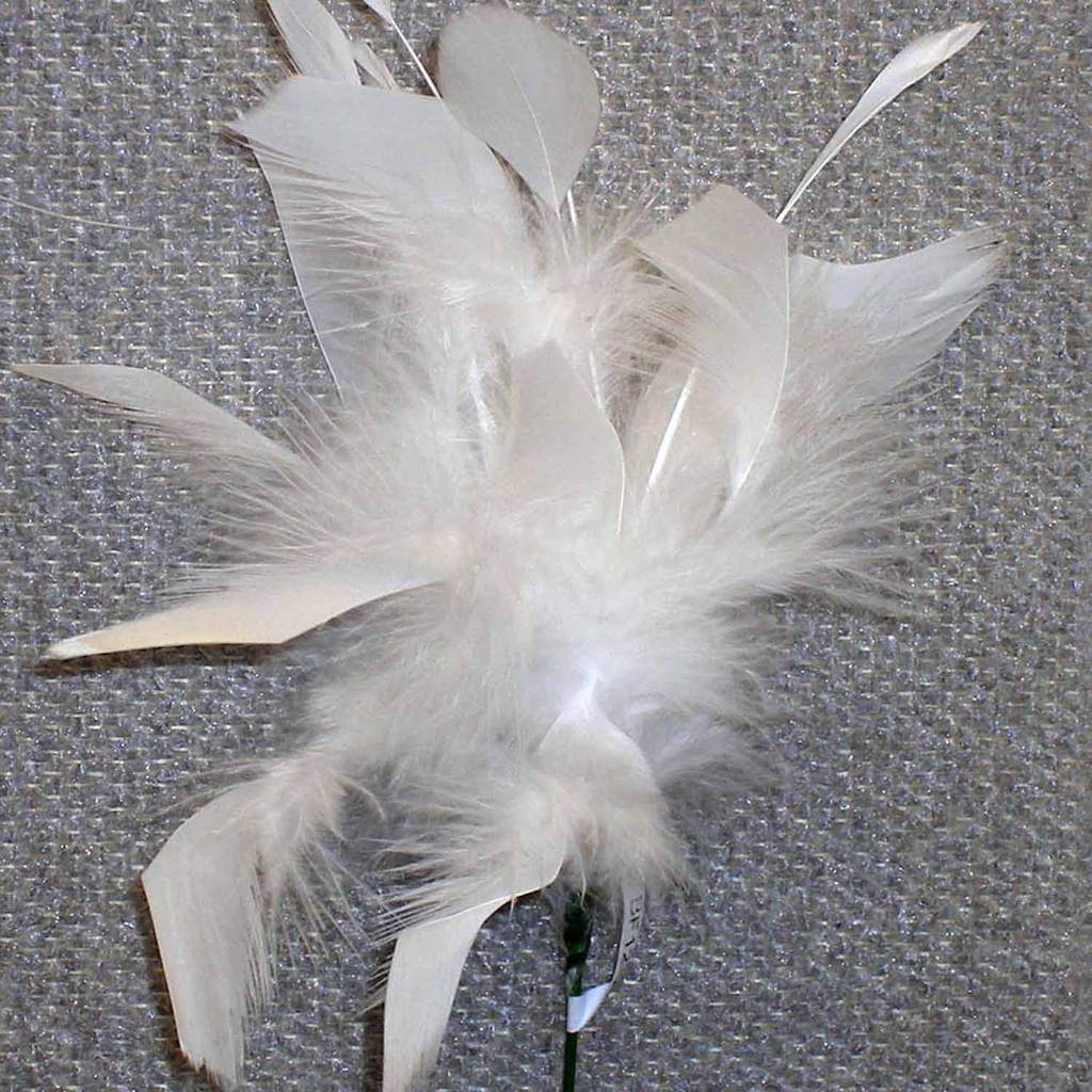 9" FUZZY FEATHER W/TIP PICK 14" TOTAL  WHITE