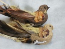 BIRD BURLAP/FEATHER 8&quot; NATURAL 2-ASST W/CLIP