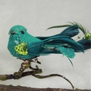 BIRD BURLAP/FEATHER 6"   GREEN  W/CLIP