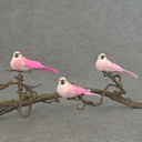 4" MUSH/FEA BIRD W/CLIP 3 ASST  PINK