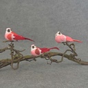 4" MUSH/FEA BIRD W/CLIP 3 ASST  RED