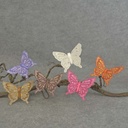 4.5" BURLAP BUTTERFLY W/JEWELS W/CLIP 6-ASST