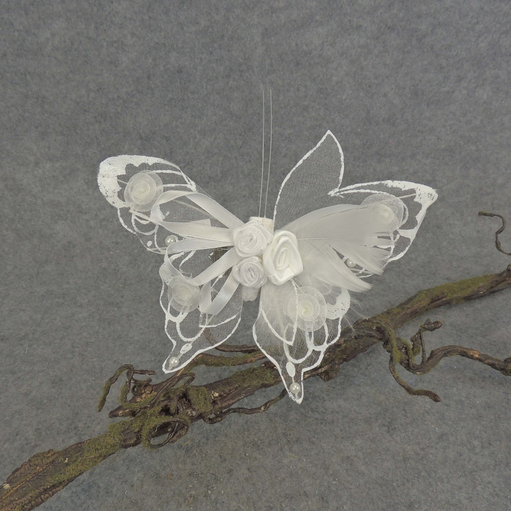 BUTTERFLY WHITE W/CLIP  6.5&quot;