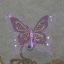 BUTTERFLY BURLAP 4.5" W/CLIP  PURPLE