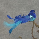 BIRD FEATR/VELVET/SEQUIN 5.25&quot; W/CLIP  BLUE