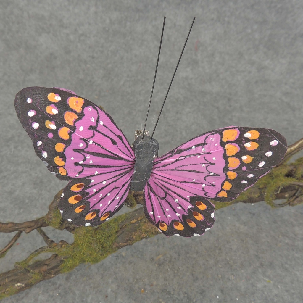 BUTTERFLY W/CLIP  4"  LAVENDER