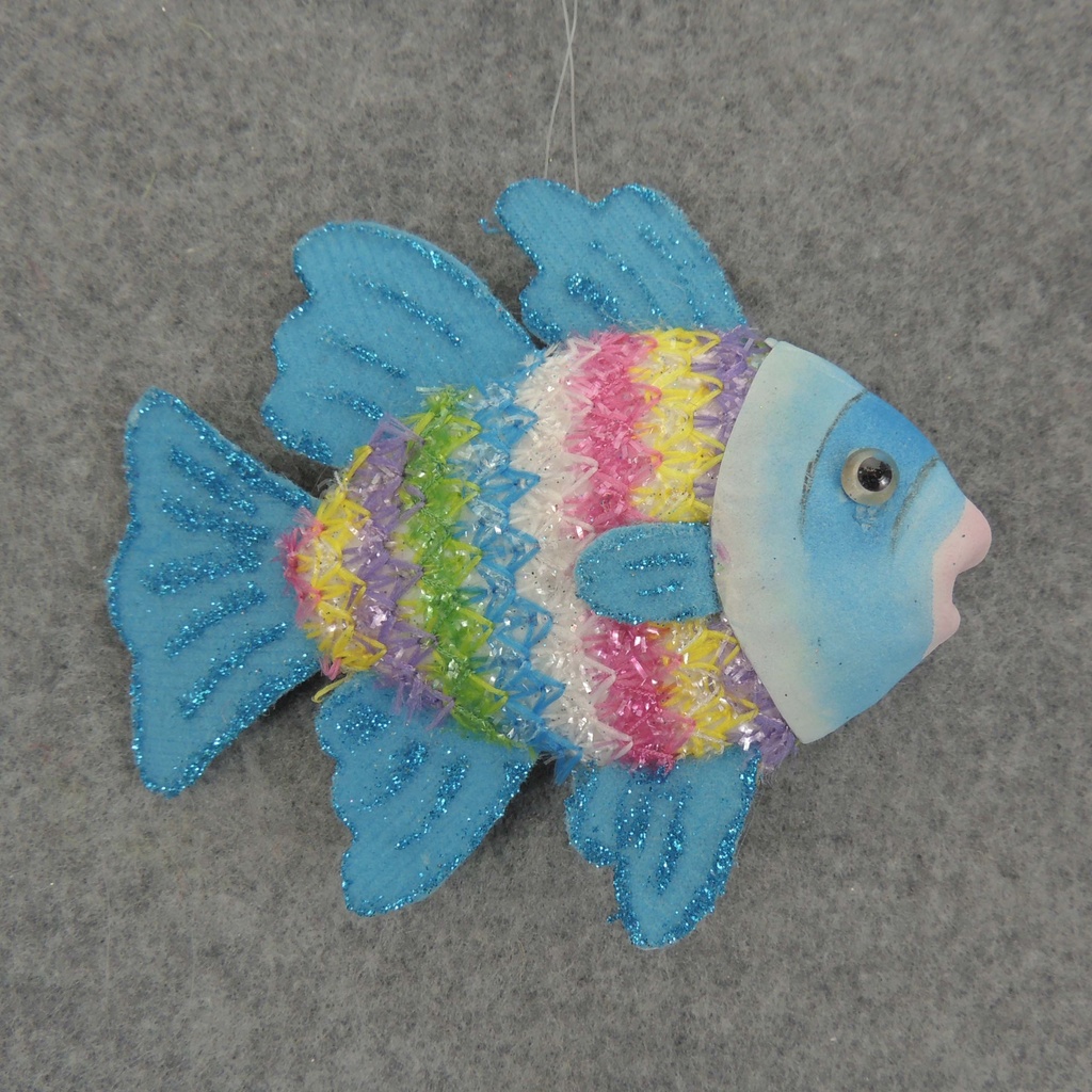 FISH RAINBOW W/HANGER  4"  BLUE