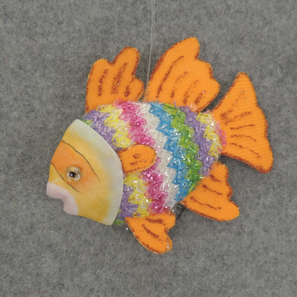 FISH RAINBOW W/HANGER  4"  ORANGE