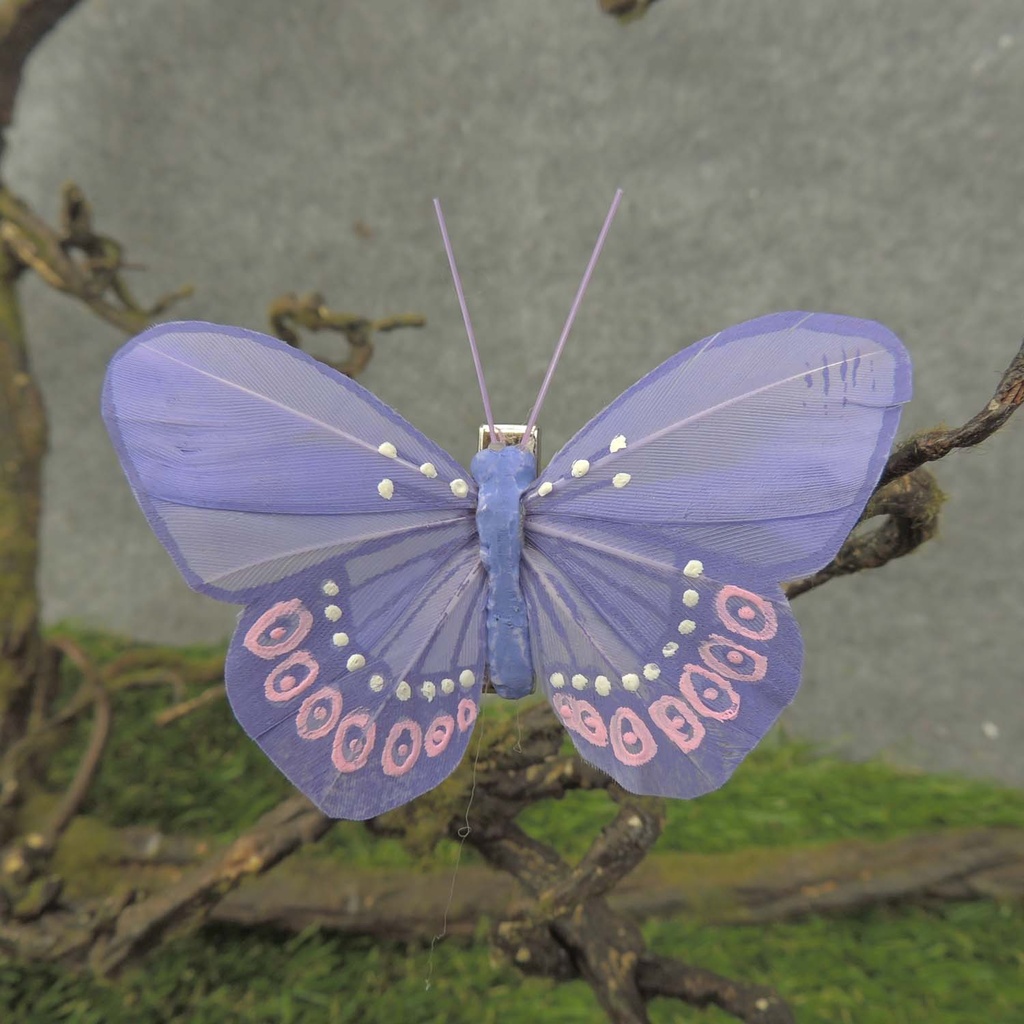 BUTTERFLY 3" LAVENDER FEATHER W/CLIP