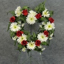 PRE-MADE MEM HEART ARRANGEMENT  RED/WHITE