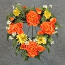 PRE-MADE MEM HEART ARRANGEMENT  ORANGE/YELLOW