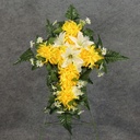 PRE-MADE MEM CROSS ARRANGEMENT  YELLOW/CREAM