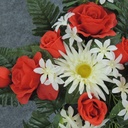 ROSE/GERBERA CEMETERY CROSS 20"  RED/CREAM