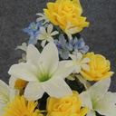 LILY ROSE/GERBERA CEMETERY CONE  CREAM/YELLOW