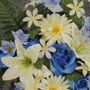 LILY/ROSE/GERBERA 20" CROSS W/EASEL   CREAM/BLUE