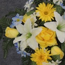 LILY/ROSE/GERBERA 20" CROSS W/EASEL   CREAM/YELLOW