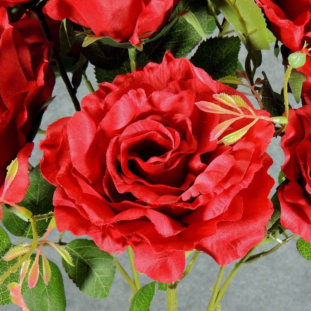 ROSE SATIN BUSH X9  RED