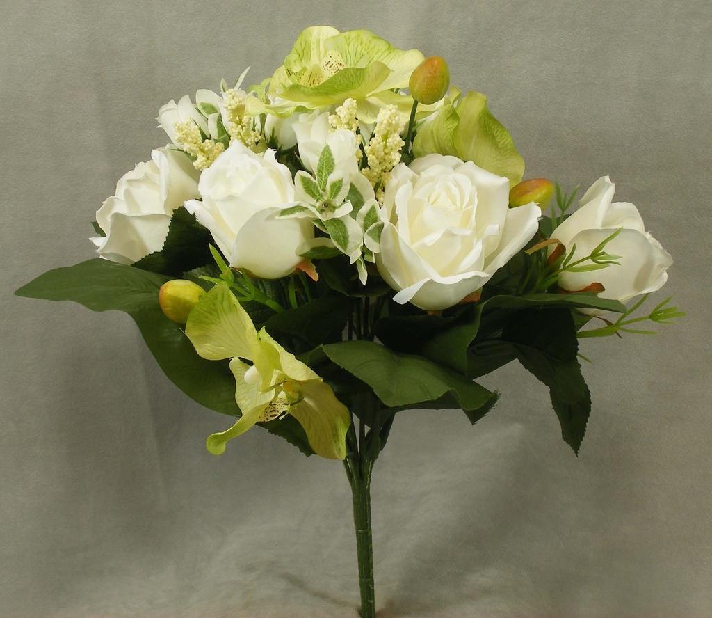 MIXED ROSE/ORCHID BOUQUET CREAM/GREEN