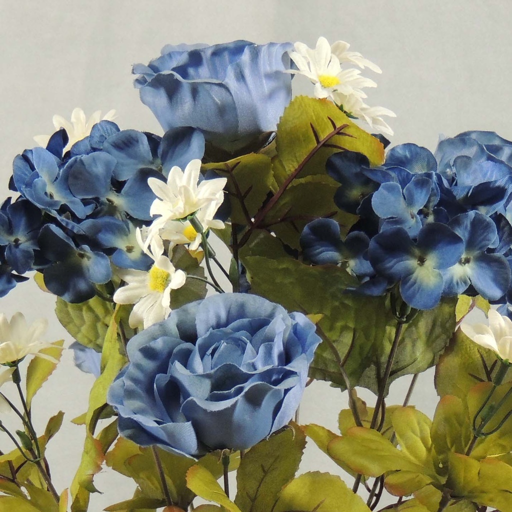 ROSE/HYDRANGEA & DAISY BUSH X14  BLUE