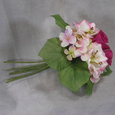 ROSE BUD/HYDRANGEA BUNDLE  FUCHSIA/PINK