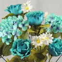 ROSE/HYDRANGEA & DAISY BUSH X14  TEAL