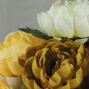 PEONY BUSH X12 17"  CREAM/GREEN/YELLOW