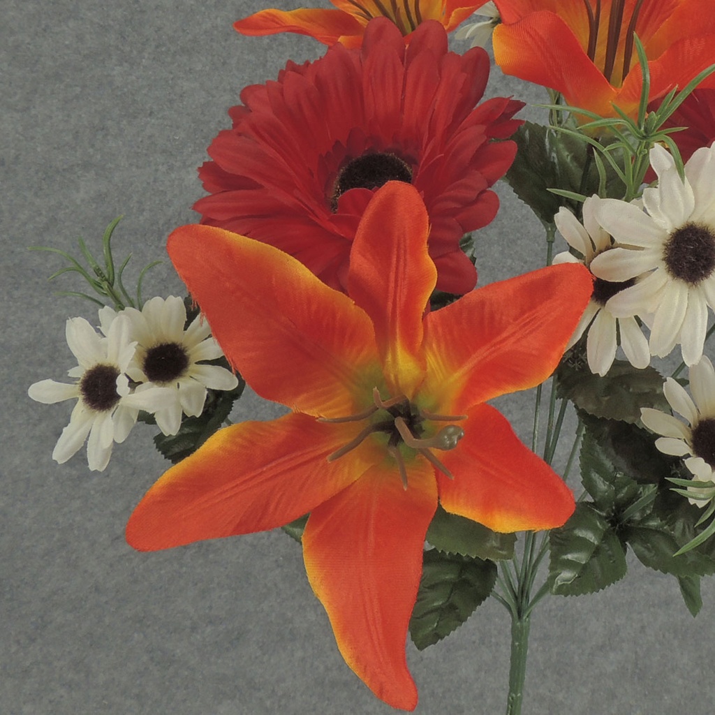 GERBERA/LILY/DAISY BUSH X12 19"  RED/ORANGE