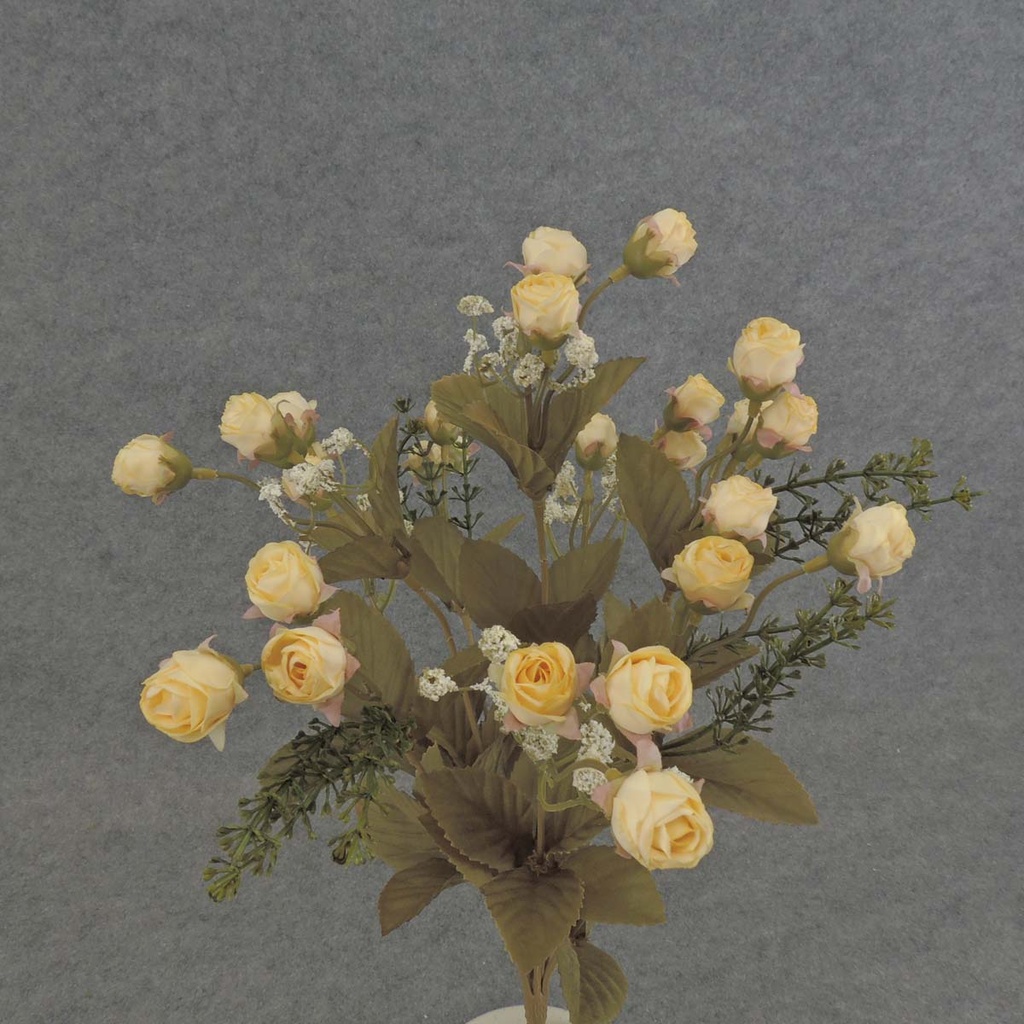 ROSE MINI BUSH X9 15.5"  LIGHT YELLOW