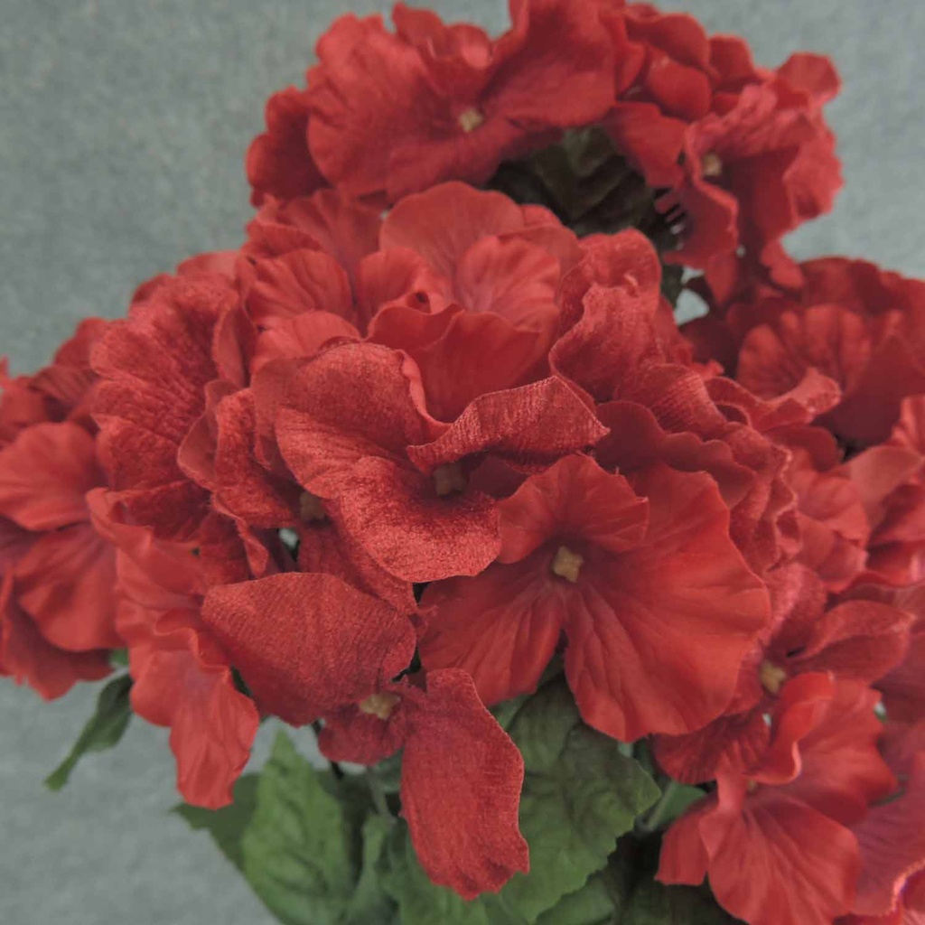 HYDRANGEA BUSH X5 SATIN/VELVET 22" RED