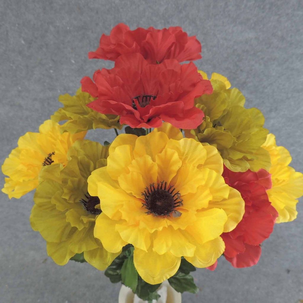 POPPY BUSH X12  19" RED/GRN/YELLOW