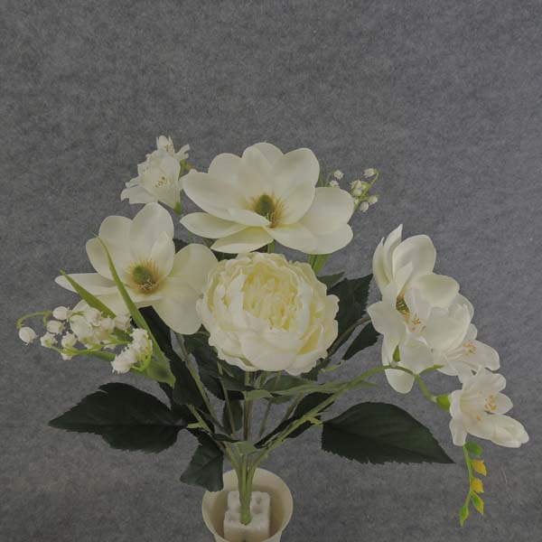 MAGNOLIA/PEONY/FREESIA/LOV BUSH X9 19" CREAM/WHT