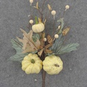 LEAF & TWIG PICK  25.5" WHITE W/PUMPINS & GOURDS