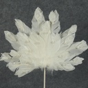 FAN FEATHER 9" X 6" WHITEw/PRLS 16.5" O.A.L.