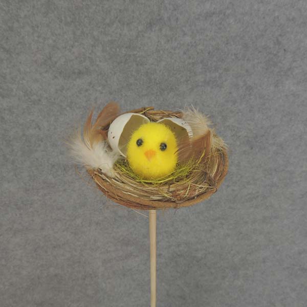 NEST 3" w/CHICK&EGGS 14"OAL 12" PICK (BAG6)