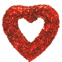 HEART 3.5"OPEN RED  W/14" PICK SEQUIN