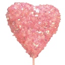 HEART 3"CLOSED PINK  W/14" PICK SEQUIN