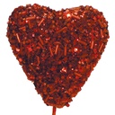 HEART 3"CLOSED RED  W/14" PICK SEQUIN