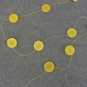 9' GARLAND 1.25&quot; WOOD FLOWER WITH DETAIL  YELLOW
