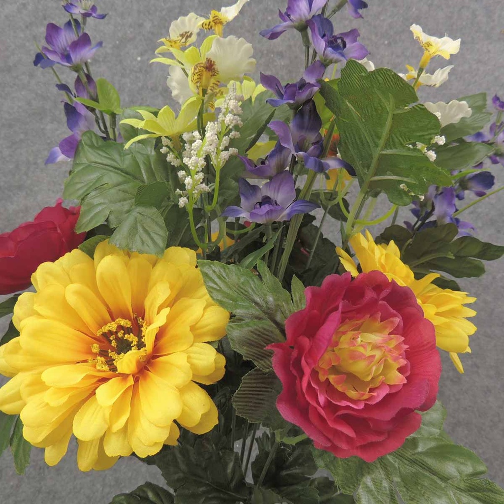 ZINNIA/ROSE/DELPHINIUM BUSH YEL/BEA/PUR