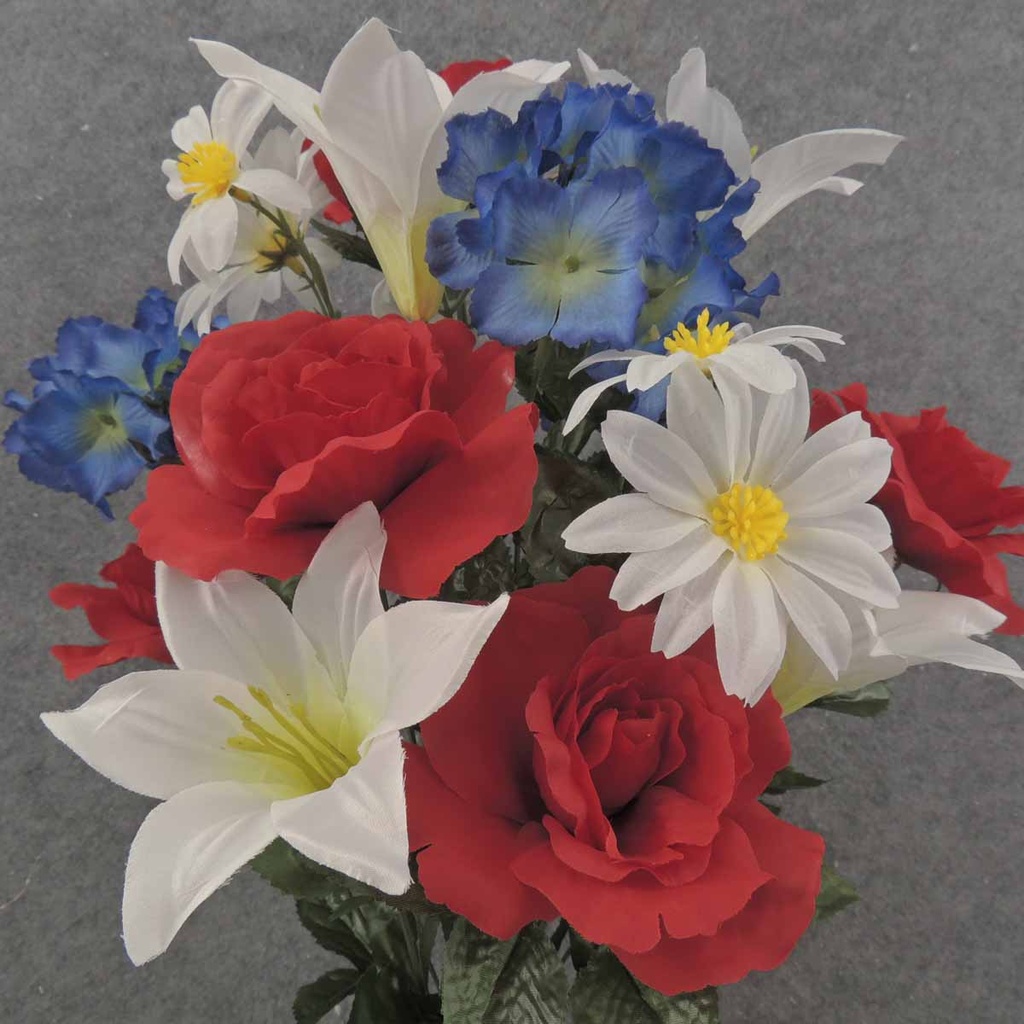 ROSE/EASTER LILY/HYDRANG BUSH RED/WHITE/BLUE