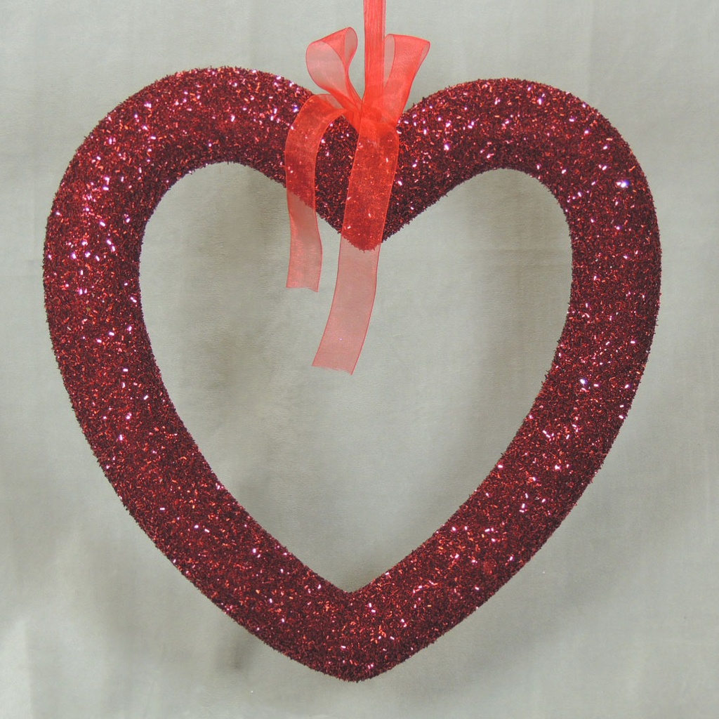 HEART DISPLAY GLITTER FOAM RED 15.3" X 15.3"