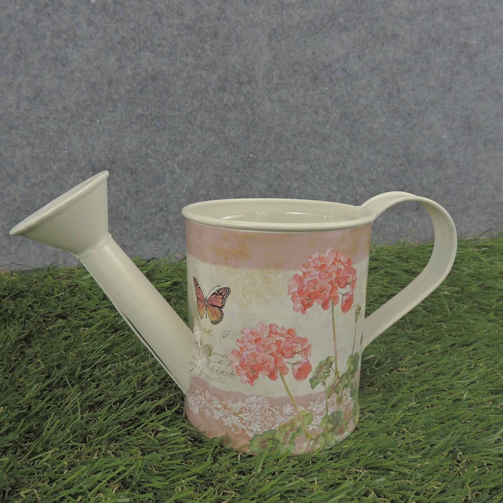 PLANTER WATERING CAN 7.5x3.5" SM. PINK GERANIUM