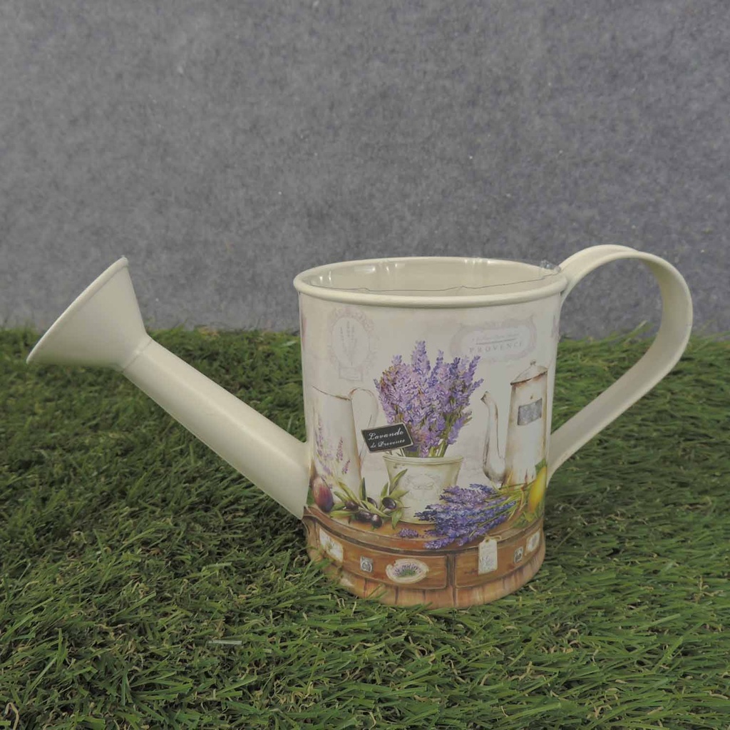 PLANTER WATERING CAN 7.5x3.5&quot; SM LAVENDER PRINT