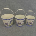 PLANTER SET CLEMATIS PRINT 3/ST W/HANDLE & LINER