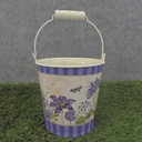 PAIL W/HNDL 4.75"x4.75" w/LINER CLEMATIS PRINT